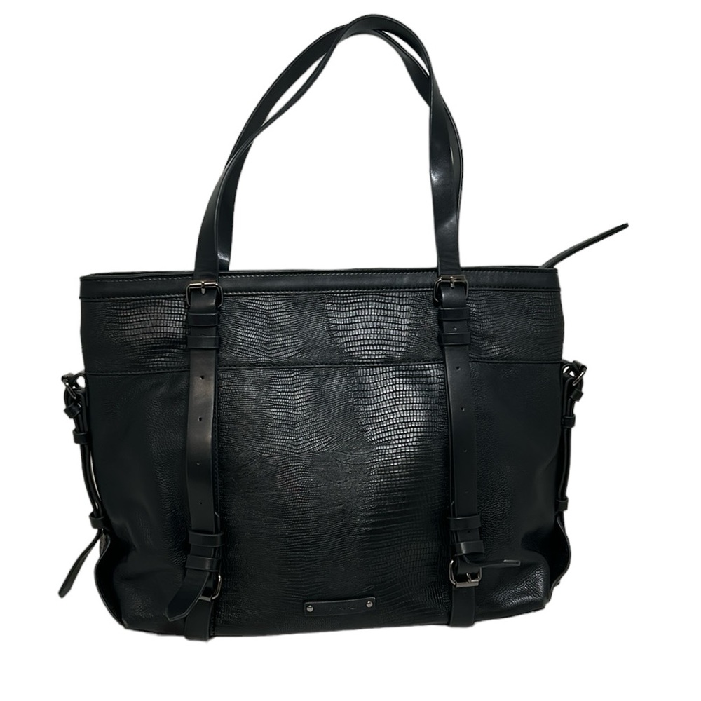 BCBG MAX AZRIA Black Large 100% Cow Leather Tote Bag